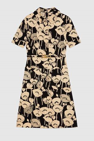 Abito in jersey con stampa papaveri