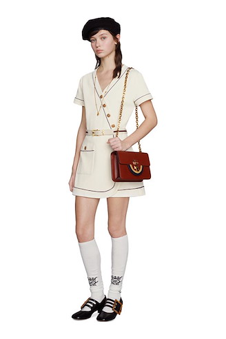 Abito in jersey con finiture blu e cintura