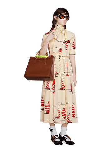 Abito in lino e cotone con stampa nautica