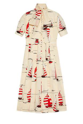 Abito in lino e cotone con stampa nautica