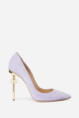 Pump in camoscio con logo