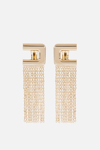 Orecchino logo con cascata di catene Elisabetta Franchi