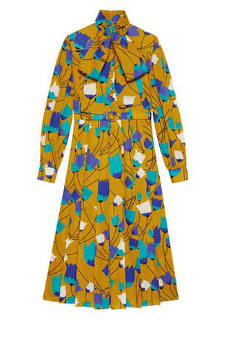 Abito in lino e cotone con stampa tulipani