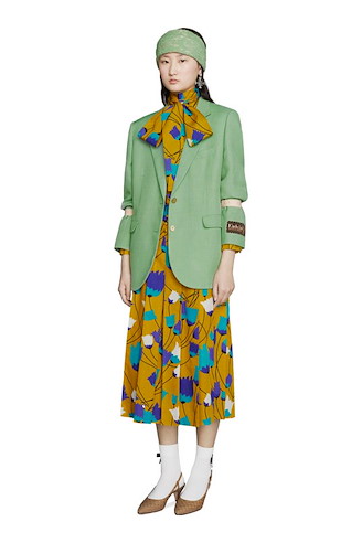 Abito in lino e cotone con stampa tulipani