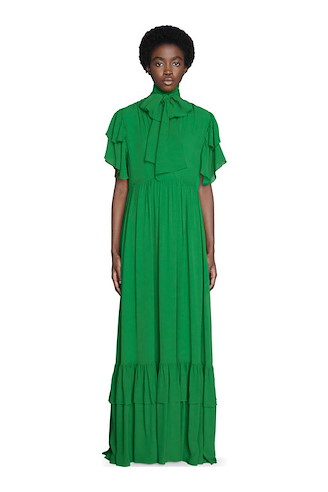 Abito con ruche in organza di chiffon