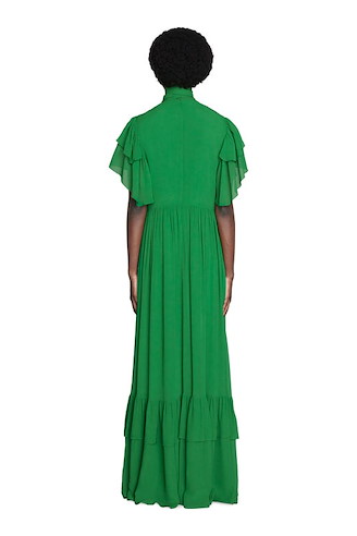 Abito con ruche in organza di chiffon